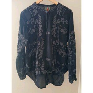 Johnny Was Sasha Embroidered Tie Front Blouse